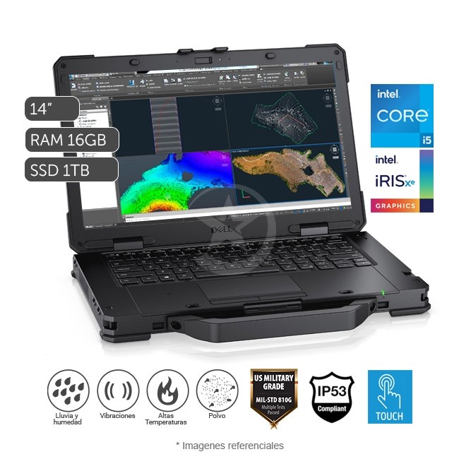 Laptop Dell Latitude 14 5430 Rugged Touch (Robustecida - Industrial) - Intel Core i5-1135G7 2.4 GHz, RAM 16GB, Sólido SSD 1TB, Intel Iris Xᵉ, Pantalla Táctil 14\" FHD, Windows 11 Pro